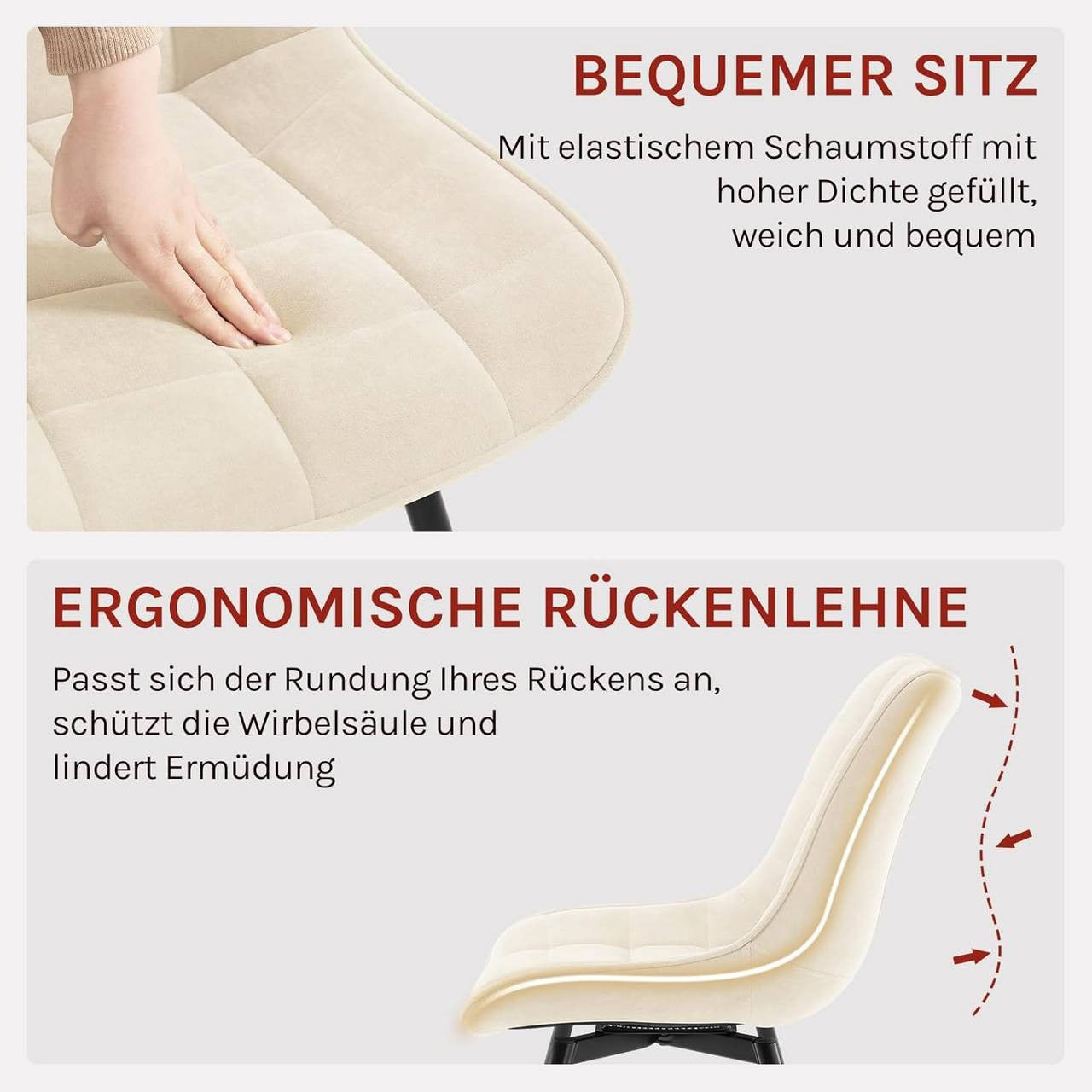 24goodz Swivel Dining Chairs - 360° Rotatable - Ergonomic Comfort - Velvet and Metal - Beige