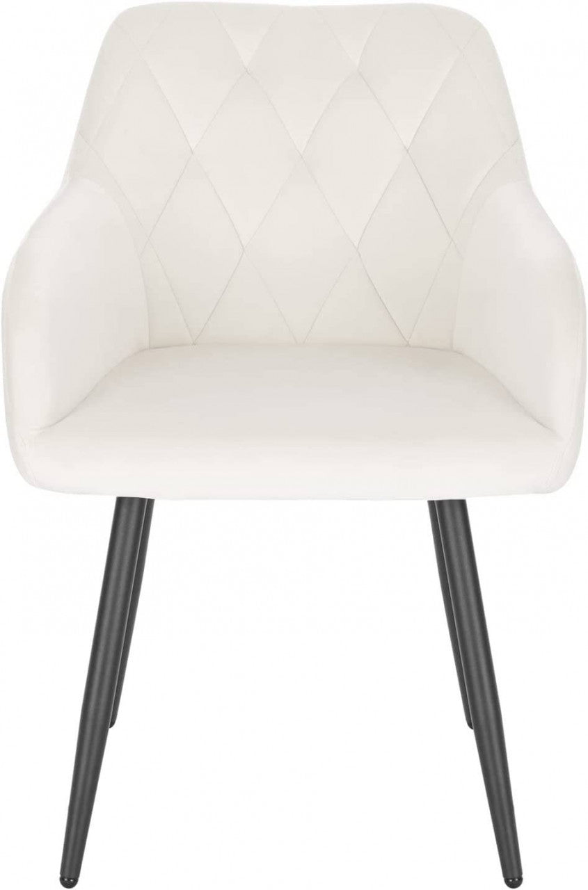 24goodz Velvet Dining Chair with Armrests - Ergonomic Comfort - Sturdy Metal Legs - Velvet - For Home Use - Cream White - cm