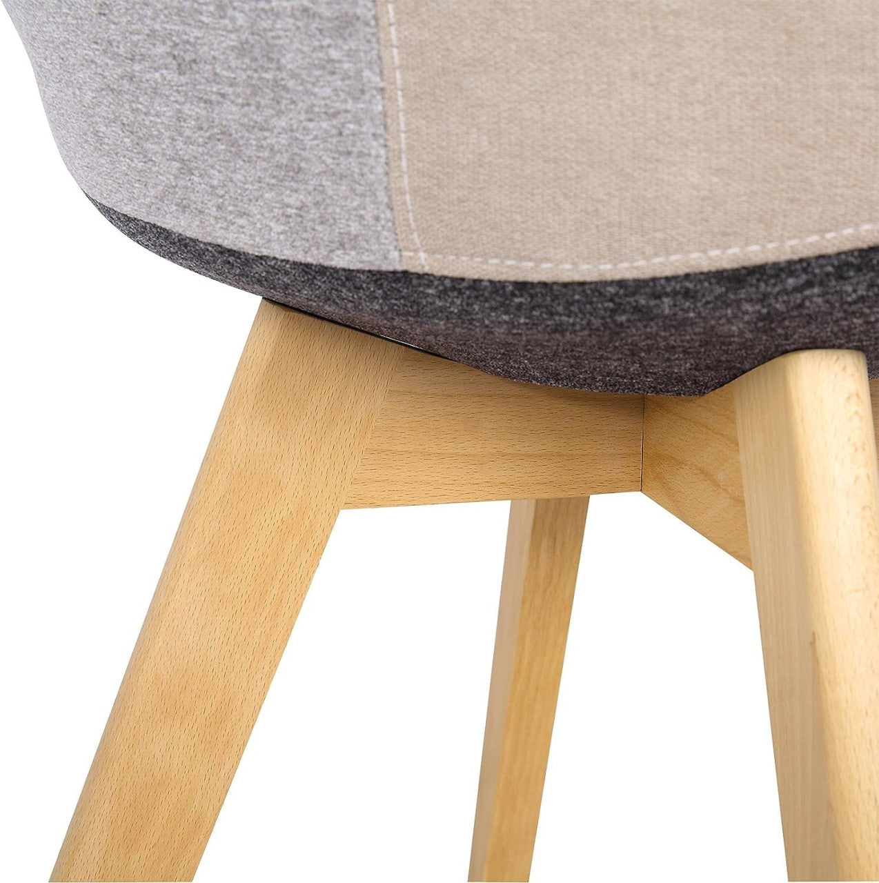 24goodz Set of 2 Dining Chairs - Ergonomic Support - Stylish Patchwork Design - PP and Solid Wood - For Home and Office - Multicolour - pw