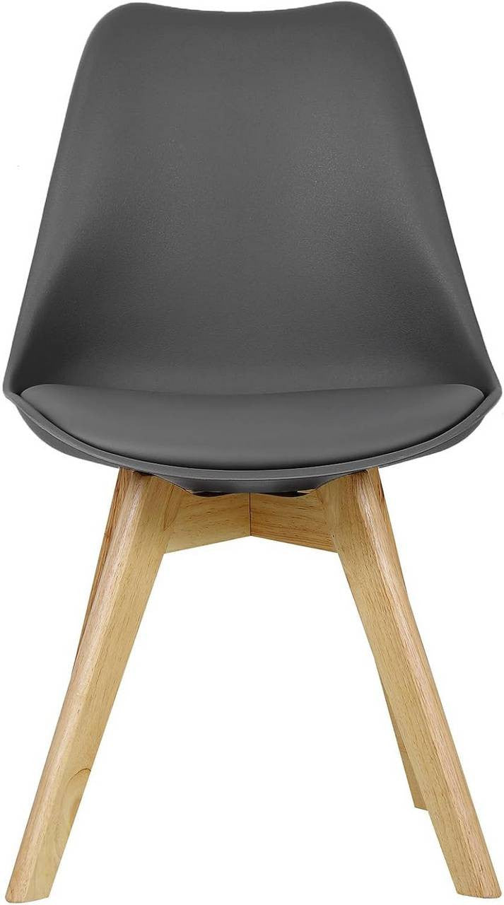 24goodz Set of 6 Dining Chairs - Ergonomic Comfort - Durable Design - PU Leather and Solid Wood - Grey