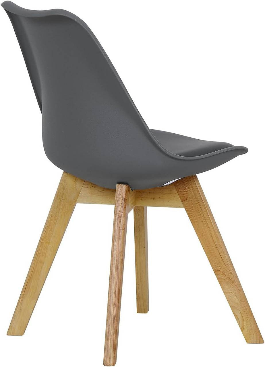 24goodz Dining Chair - Ergonomic Comfort - Durable Design - PP and Solid Wood - Grey