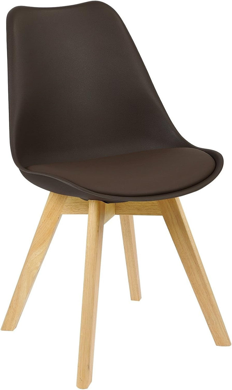 24goodz Dining Chair - Ergonomic Comfort - Durable Design - PP and Solid Wood - Brown