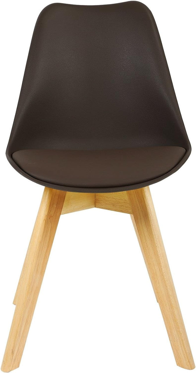 24goodz Dining Chair - Ergonomic Comfort - Durable Design - PP and Solid Wood - Brown