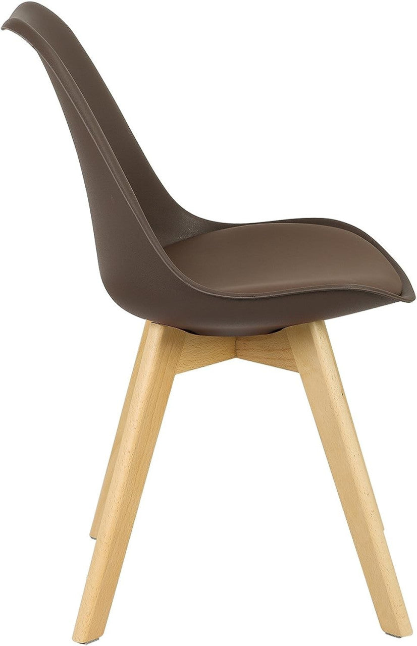 24goodz Dining Chair - Ergonomic Comfort - Durable Design - PP and Solid Wood - Brown