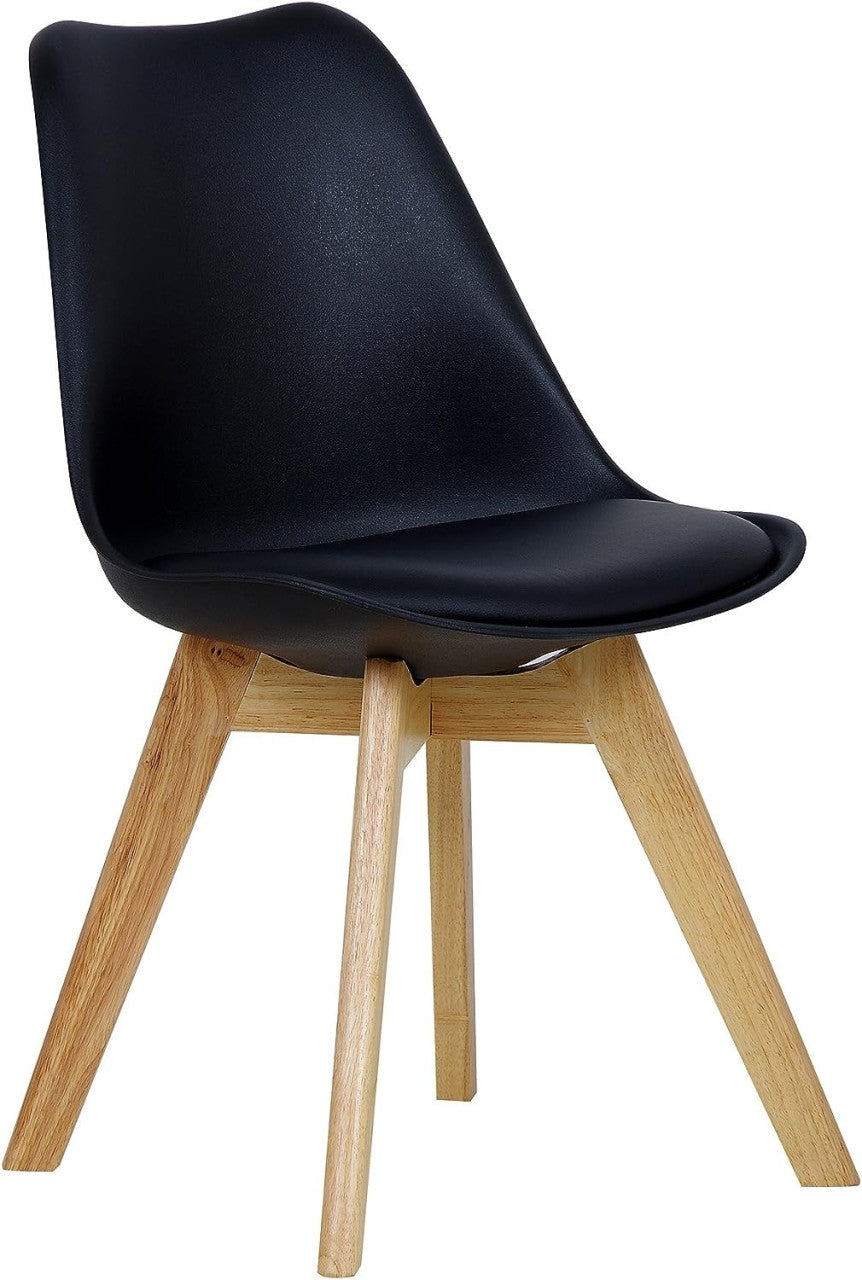 24goodz Dining Chair - Ergonomic Comfort - Durable Design - PP and Solid Wood - Black - sz