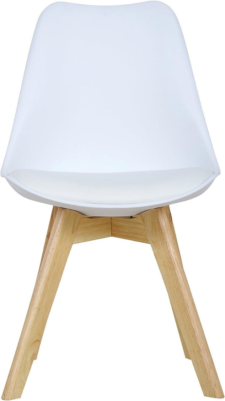 24goodz Dining Chair - Ergonomic Comfort - Durable and Stable - PP and Solid Wood - White - ws