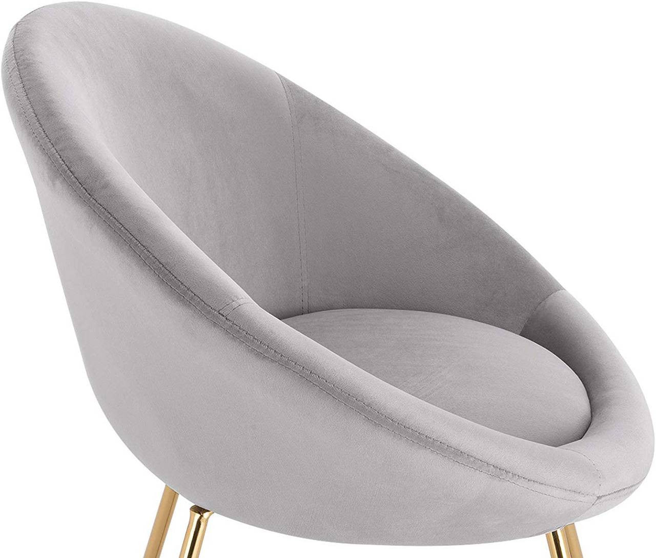24goodz Velvet Dining Chair - Ergonomic Comfort - Sturdy Metal Frame - Velvet - For Home Use - Light Grey - hgr