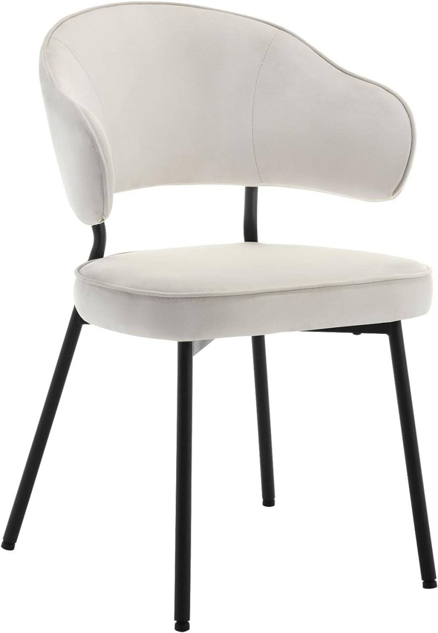 24goodz Velvet Dining Chair - Ergonomic Design - Robust Metal Frame - Velvet - For Every Room - Cream