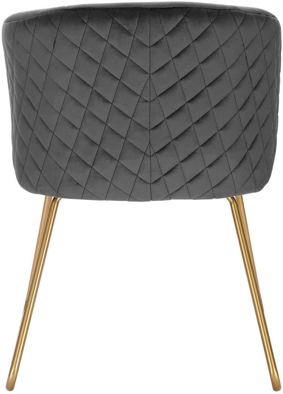 24goodz Velvet Dining Chair with Armrests - Ergonomic Comfort - Durable Metal Construction - Dark Grey - dgr