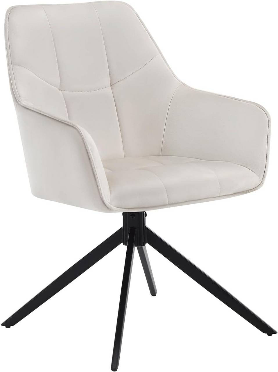 24goodz Swivel Dining Chair - 360° Rotatable - Ergonomically Padded - Velvet & Metal - Cream - 58 x 86 x 63.5 cm