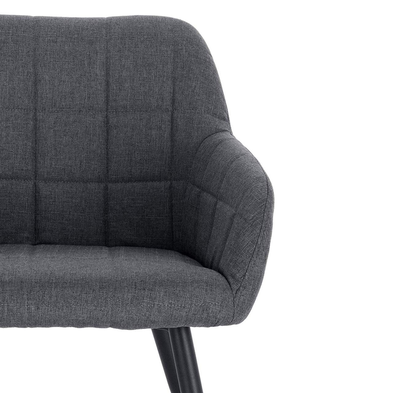 24goodz Dining Chair with Armrests - Ergonomic Comfort - Durable Linen and Metal - Dark Grey - dgr