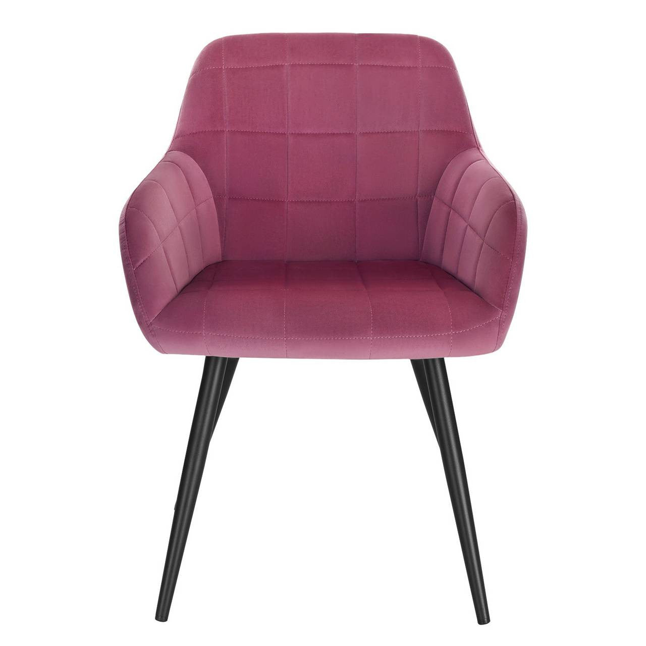 24goodz Set of 6 Dining Chairs with Armrests - High Comfort - Durable Velvet Upholstery - Metal Frame - For Dining Rooms and Living Spaces - Bordeaux - bd