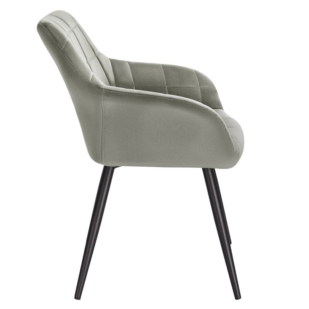 24goodz Velvet Dining Chair - High Comfort Design - Durable and Stylish - Velvet + Metal - Grey