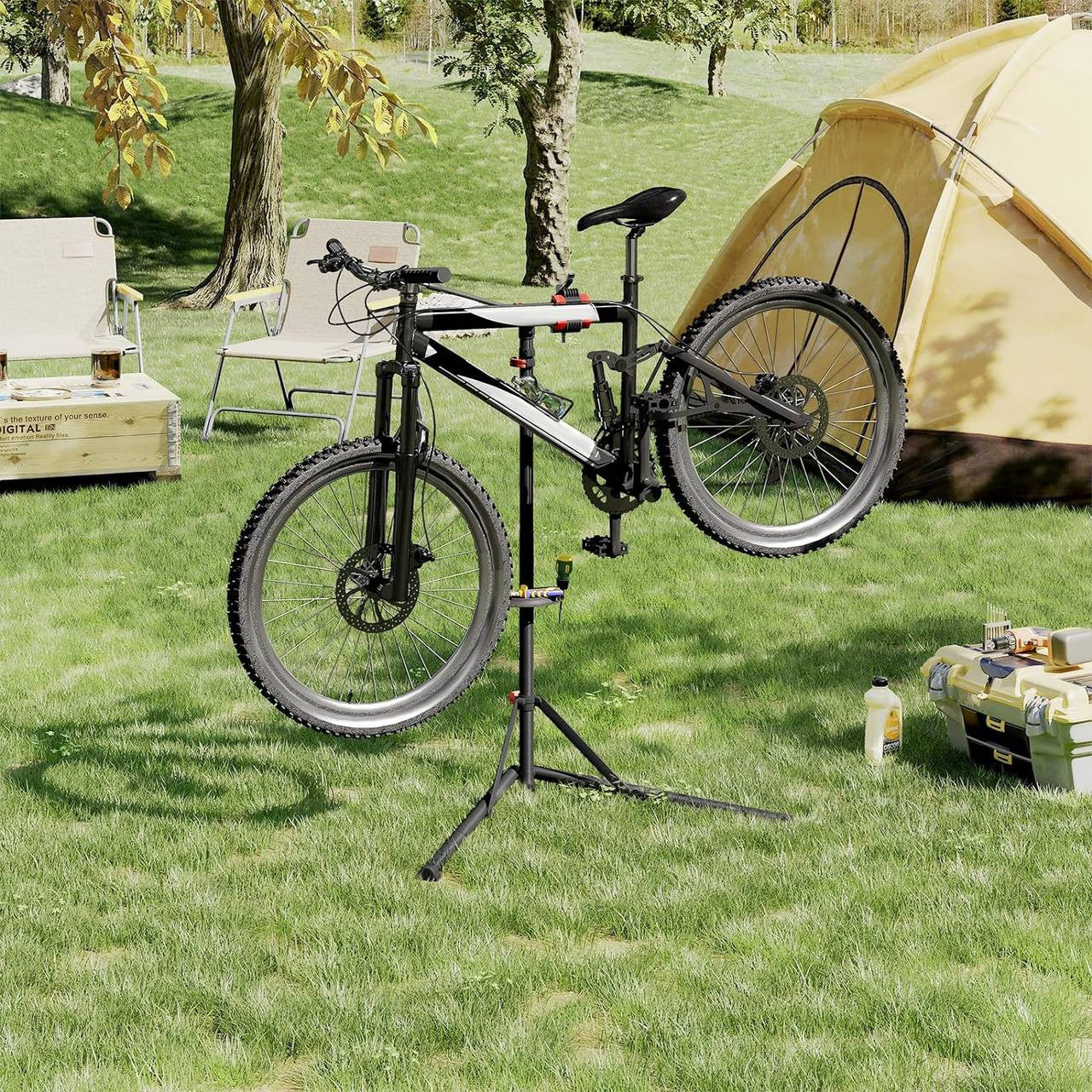 24goodz Bike Repair Stand - Durable and Rust-Resistant - Adjustable Height - Metal - For All Bike Types - 165 cm