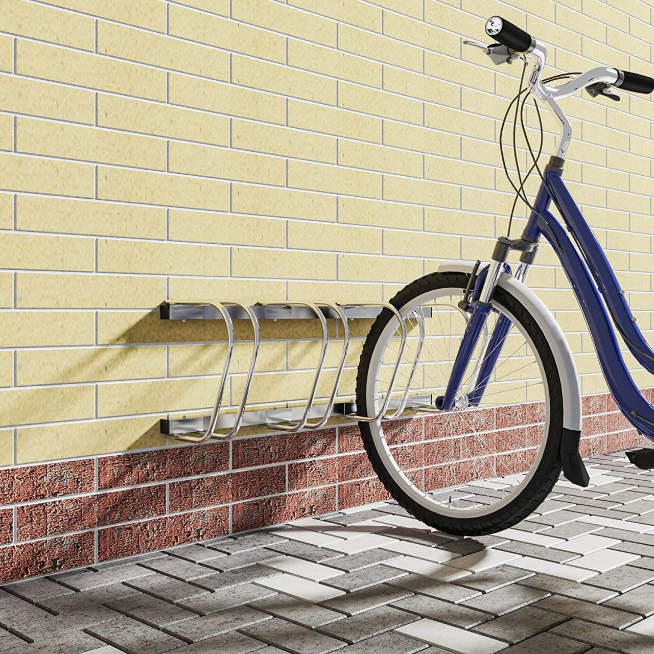 24goodz Bicycle Rack - Robust and Durable - Easy to Install - Galvanized Iron - For All Bicycles - Silver 100.5x32x27cm