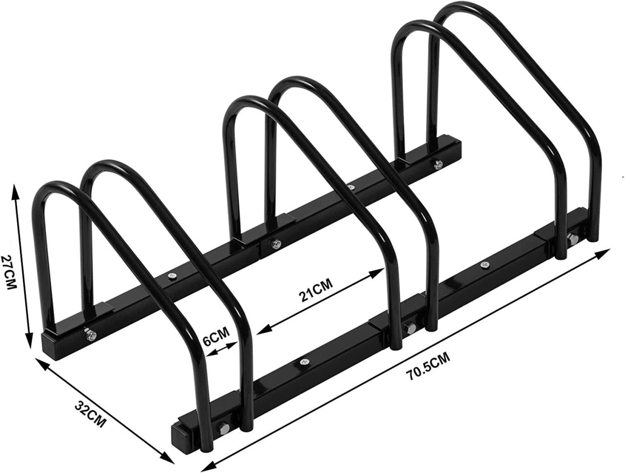 24goodz Bike Rack - Sturdy and Durable - Easy to Assemble - Galvanized Iron - Black - 70.5x32x27cm - sz