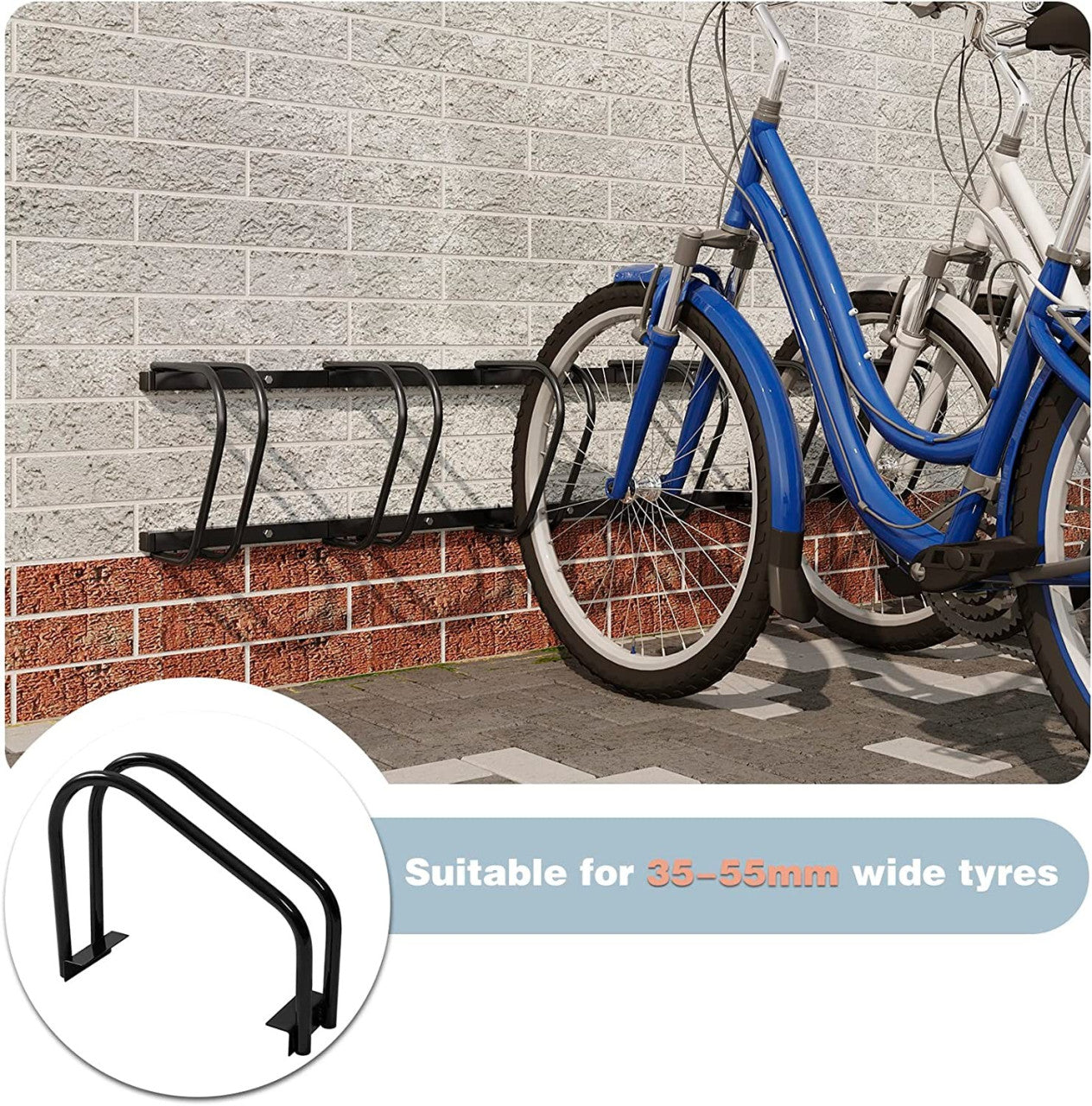 24goodz Bike Rack - Robust and Durable - Easy Installation - Galvanized Iron - Black - 160.5x32x27 cm - sz