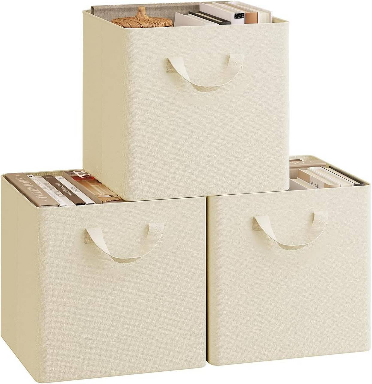 24goodz
Opvouwbare opbergdozen 3 stuks, zonder deksel metalen frame, multifunctioneelCrème25L(29,5x29,5x28,5 cm)