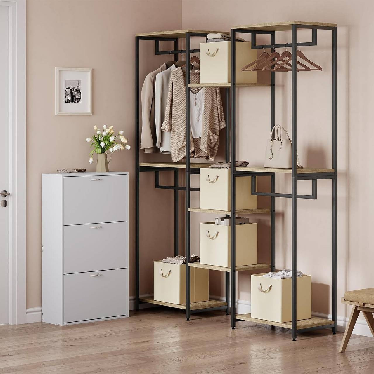 24goodz
Opvouwbare opbergdozen 3 stuks, zonder deksel metalen frame, multifunctioneelCrème25L(29,5x29,5x28,5 cm)