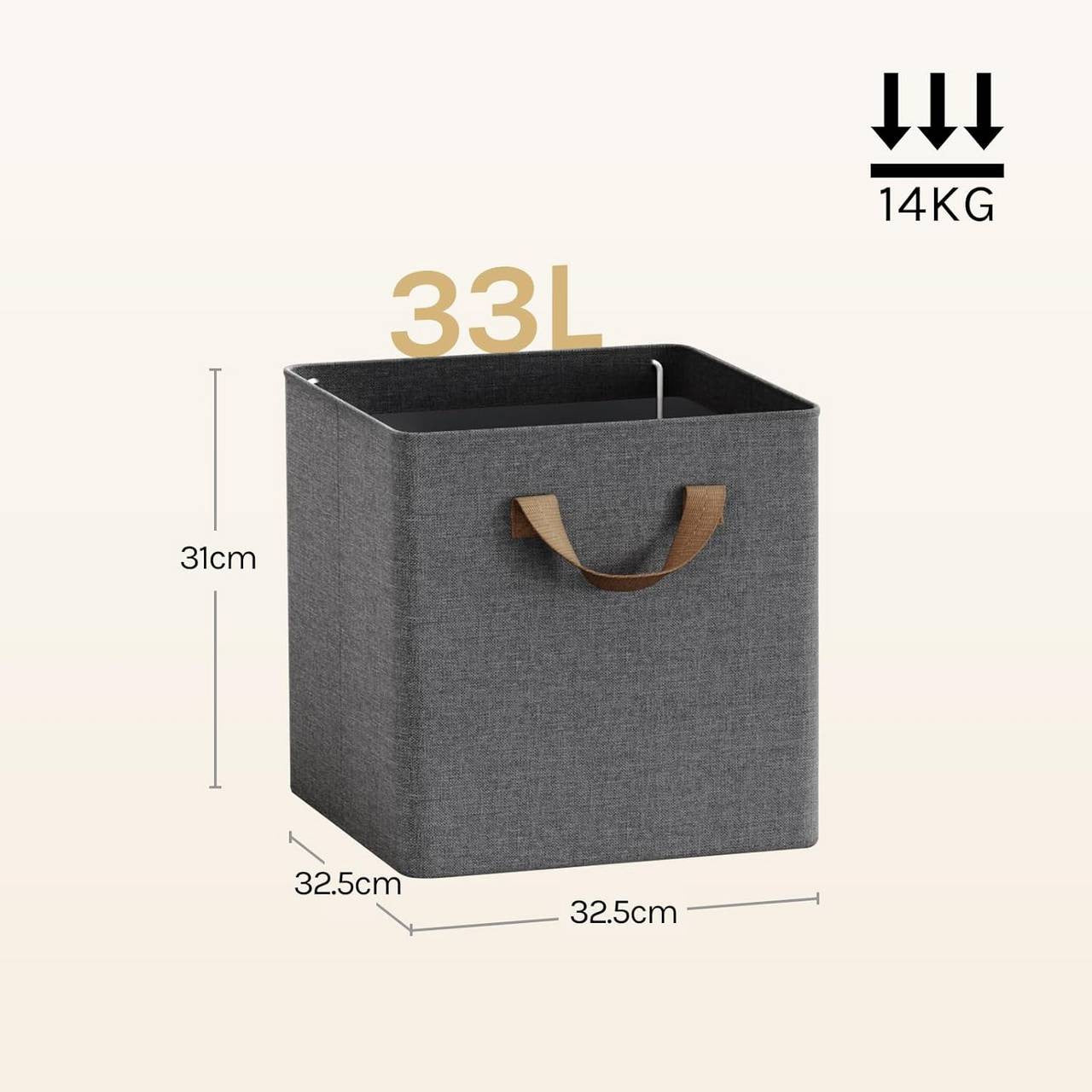 24goodz Foldable Storage Boxes Set of 3 - Durable and Versatile - Polyester and Metal - For Home Organization - Grey