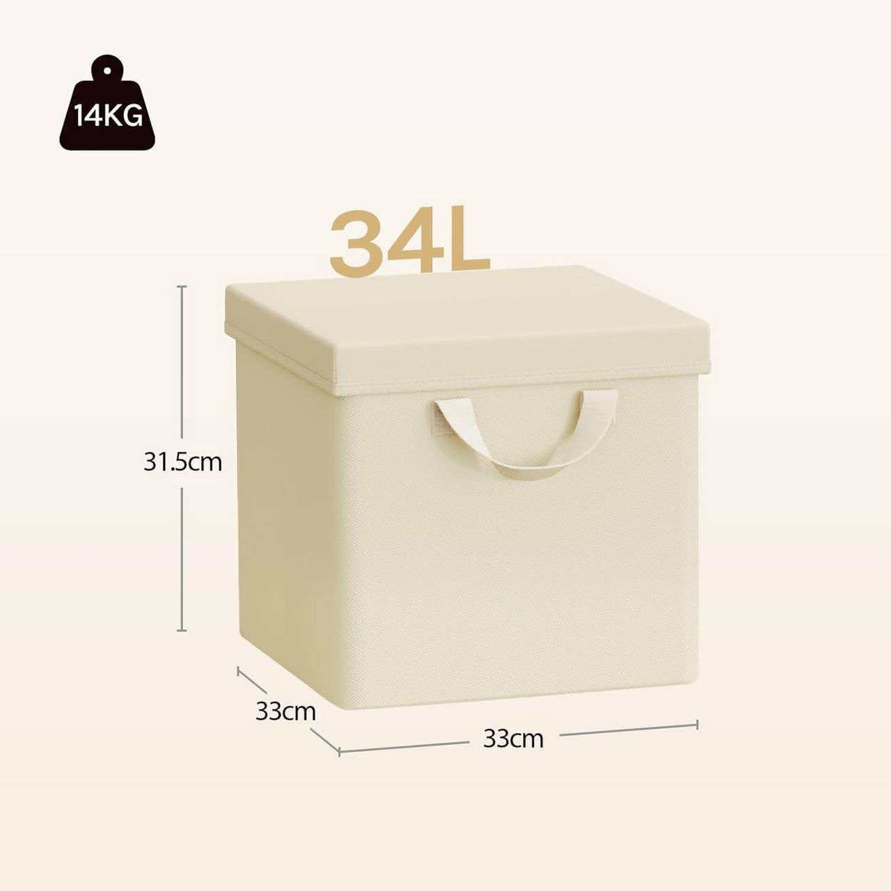 24goodz Foldable Storage Boxes Set of 3 - Durable and Versatile - Polyester and Metal Frame - For Home Organization - Cream