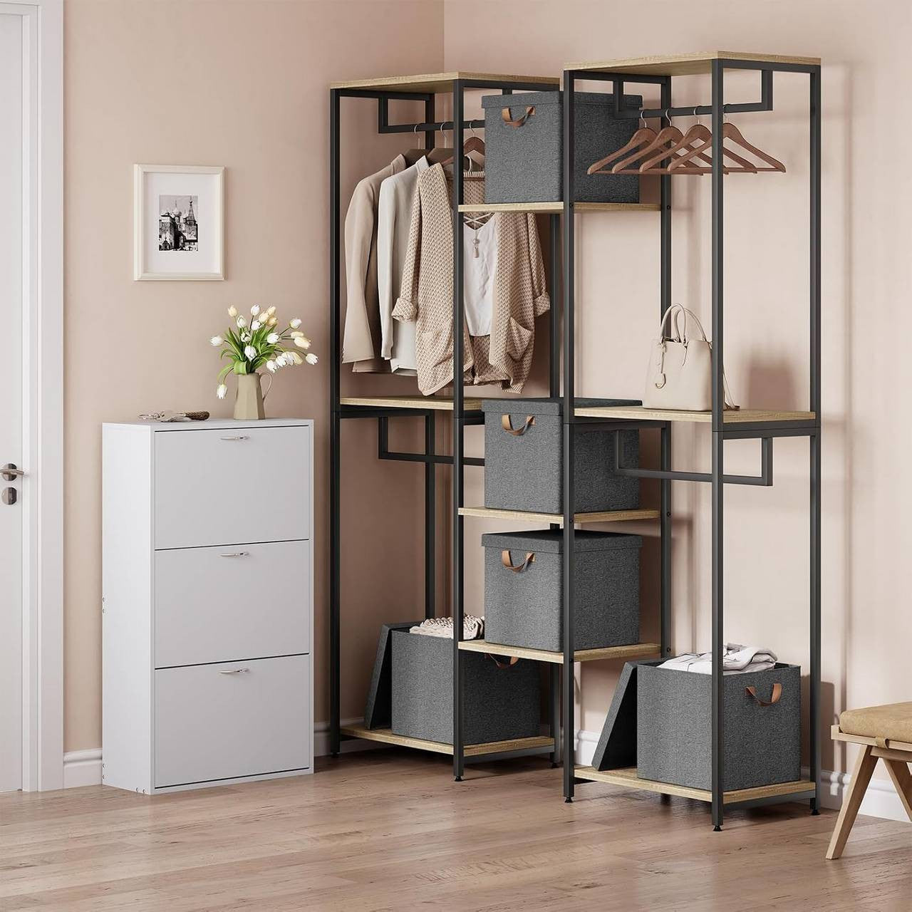 24goodz Foldable Storage Boxes - Durable and Versatile - Polyester and Metal Frame - For Home Organization - Grey