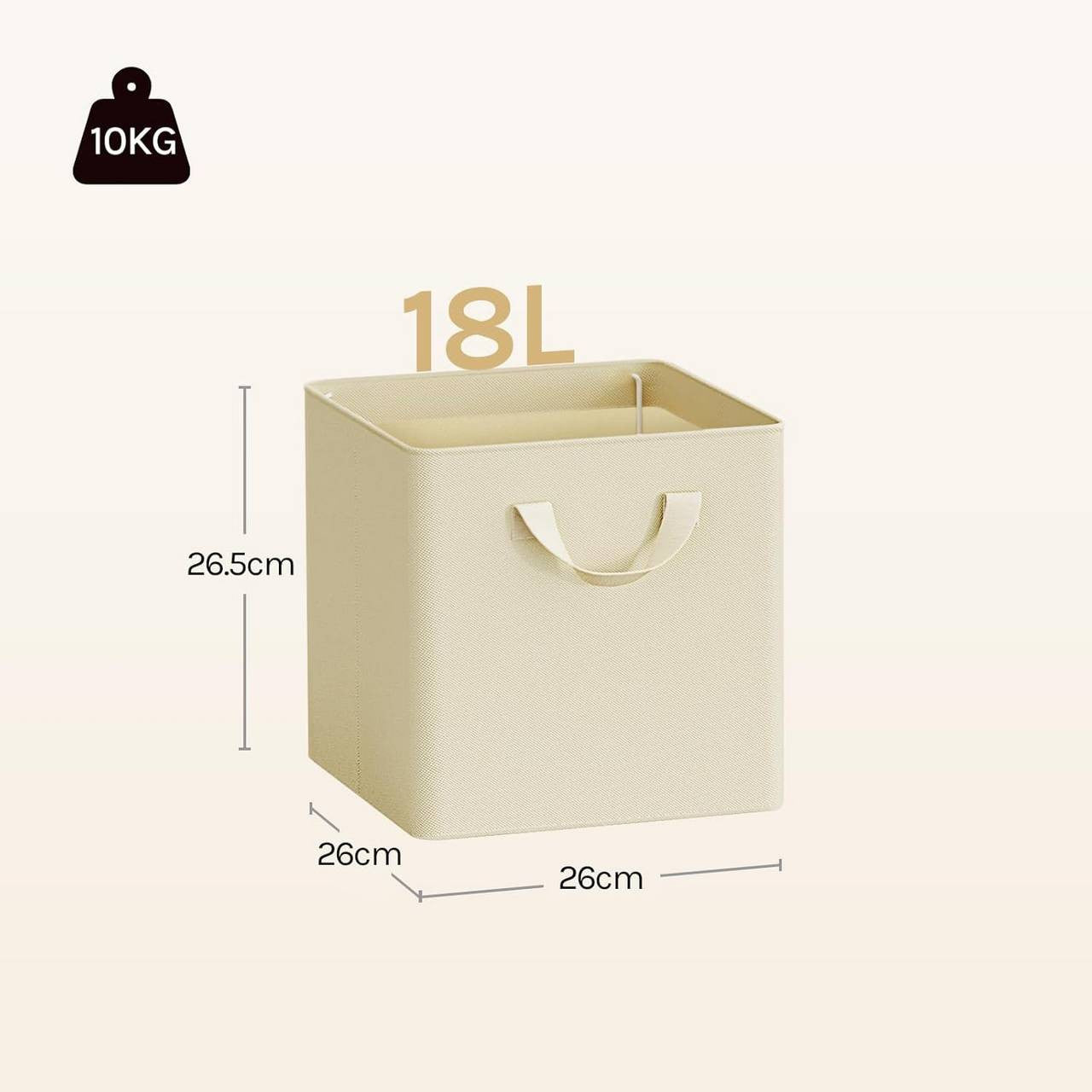 24goodz Foldable Storage Boxes Set of 3 - Durable and Versatile - Kationic Fabric and Metal - For Home Organization - Cream