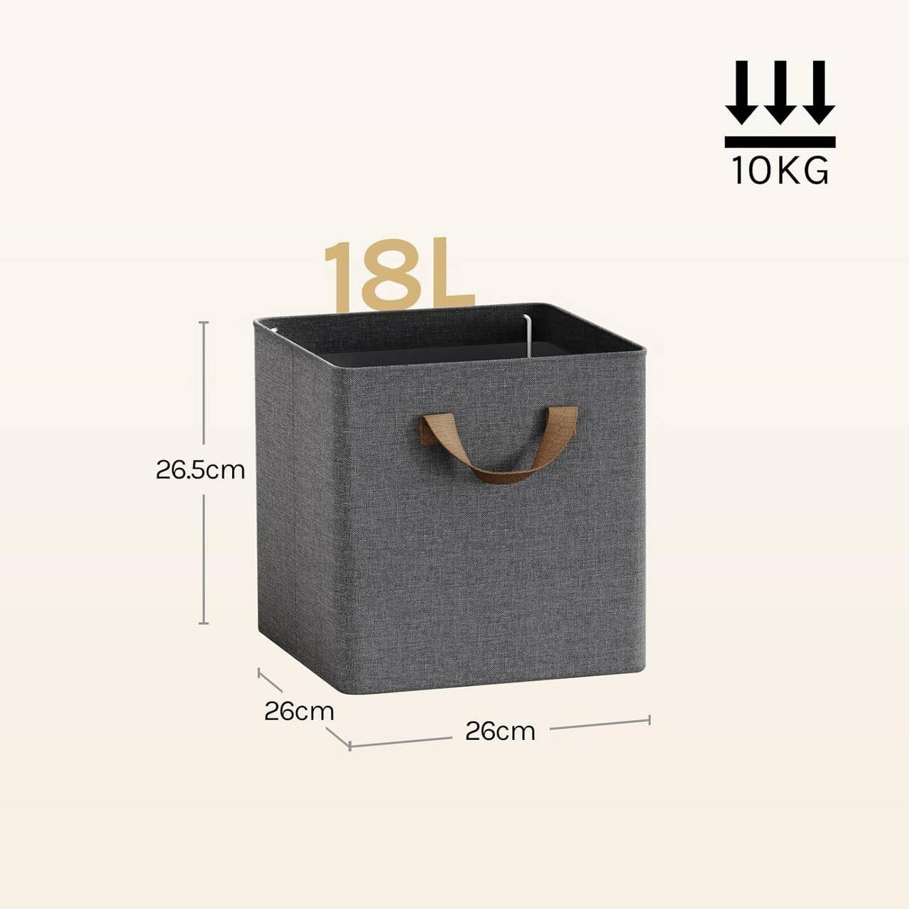 24goodz Foldable Storage Boxes Set of 5 - Durable and Versatile - Polyester and Metal - For Home Organization - Grey