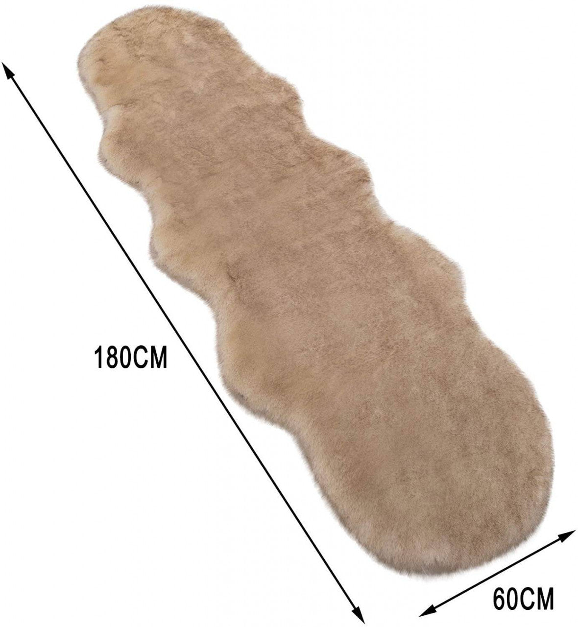 24goodz Faux Bear Fur Rug - Soft and Cozy - Temperature Regulating - Polyester - Brown - 60 x 180 cm - wsb