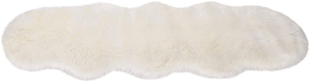 24goodz Faux Sheepskin Long Hair Throw Blanket - Soft and Cozy - Polyester - For Home and Office - White 60x180cm - ws