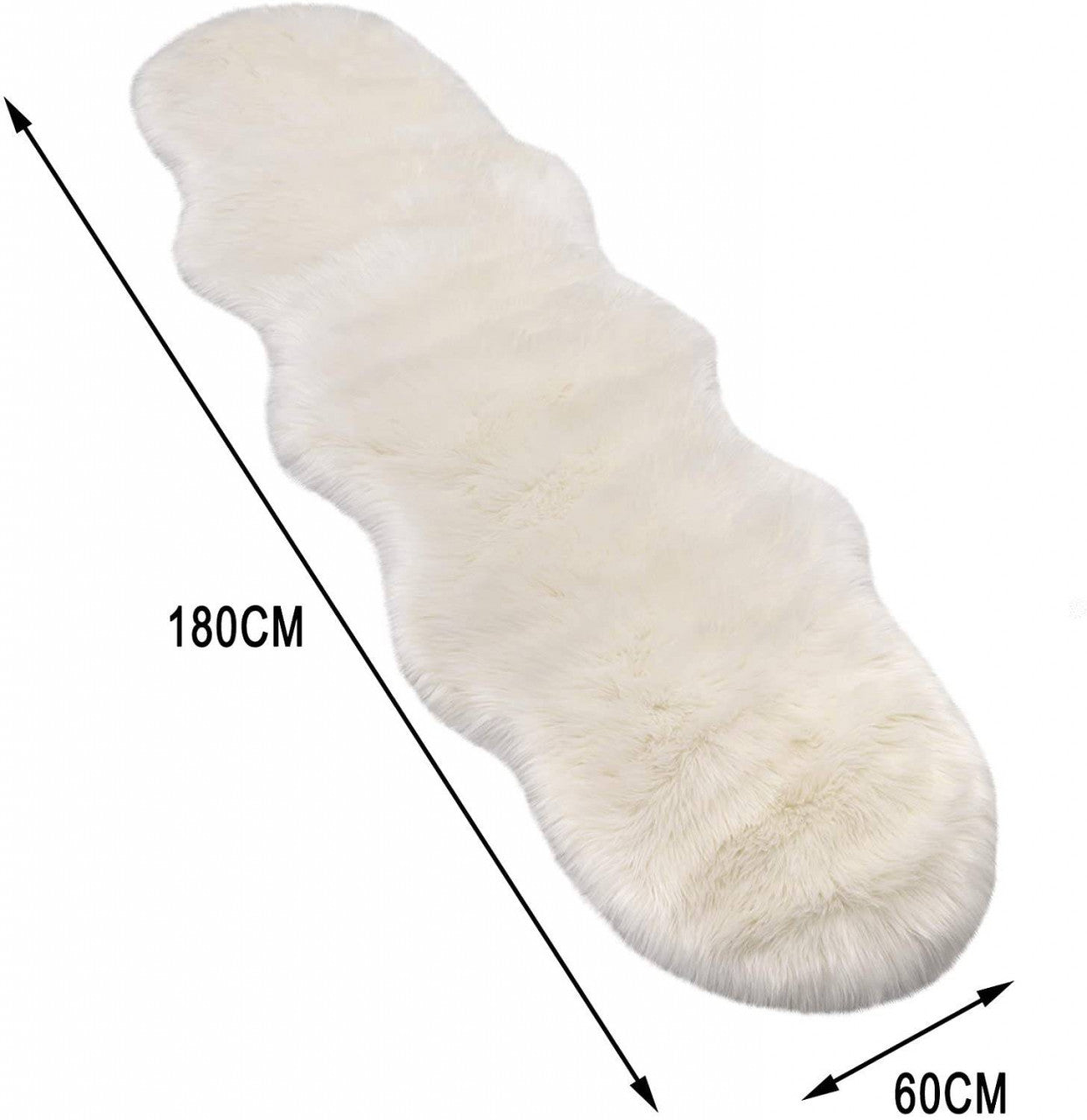 24goodz Faux Sheepskin Long Hair Throw Blanket - Soft and Cozy - Polyester - For Home and Office - White 60x180cm - ws