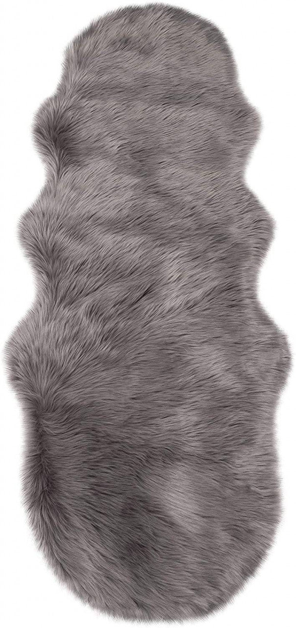24goodz Plush Imitation Lambskin Rug - Soft and Cozy - Polyester - For Home and Office - Light Grey - hgr
