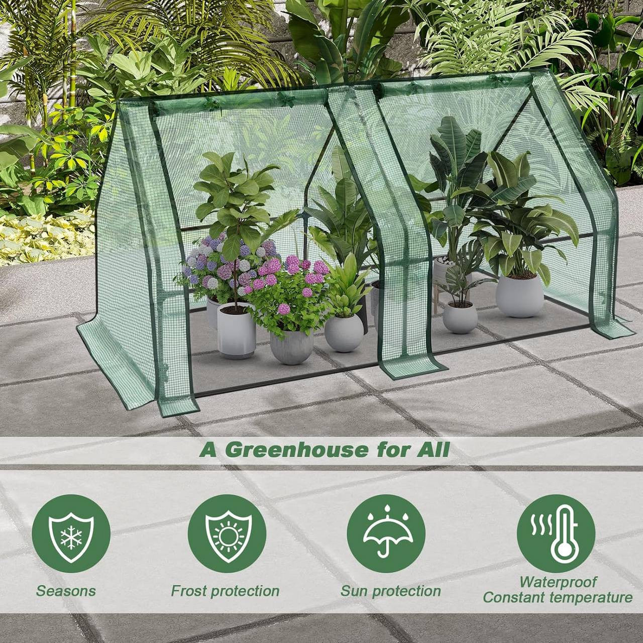 24goodz Mini Greenhouse - Optimal Climate for Plants - Durable and Stable - Steel Frame - For Gardening Enthusiasts - 180 x 90 x 90 cm - White