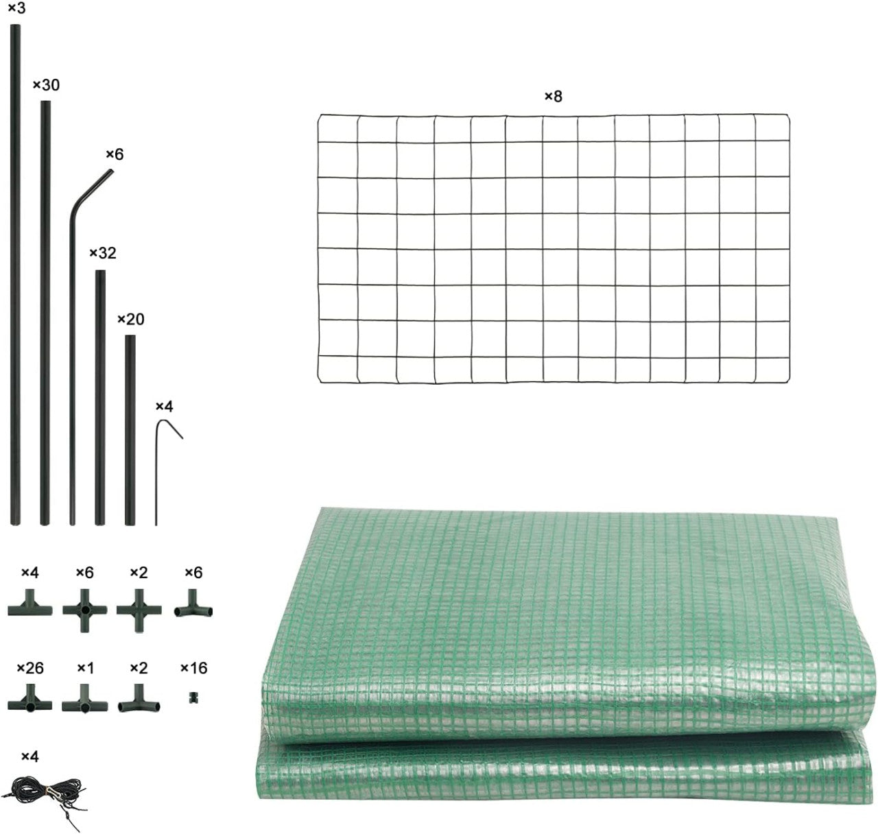 24goodz Greenhouse - Ideal Plant Protection - Durable PE Material - For Garden Lovers - 143x143x195 cm - White/Green - gn