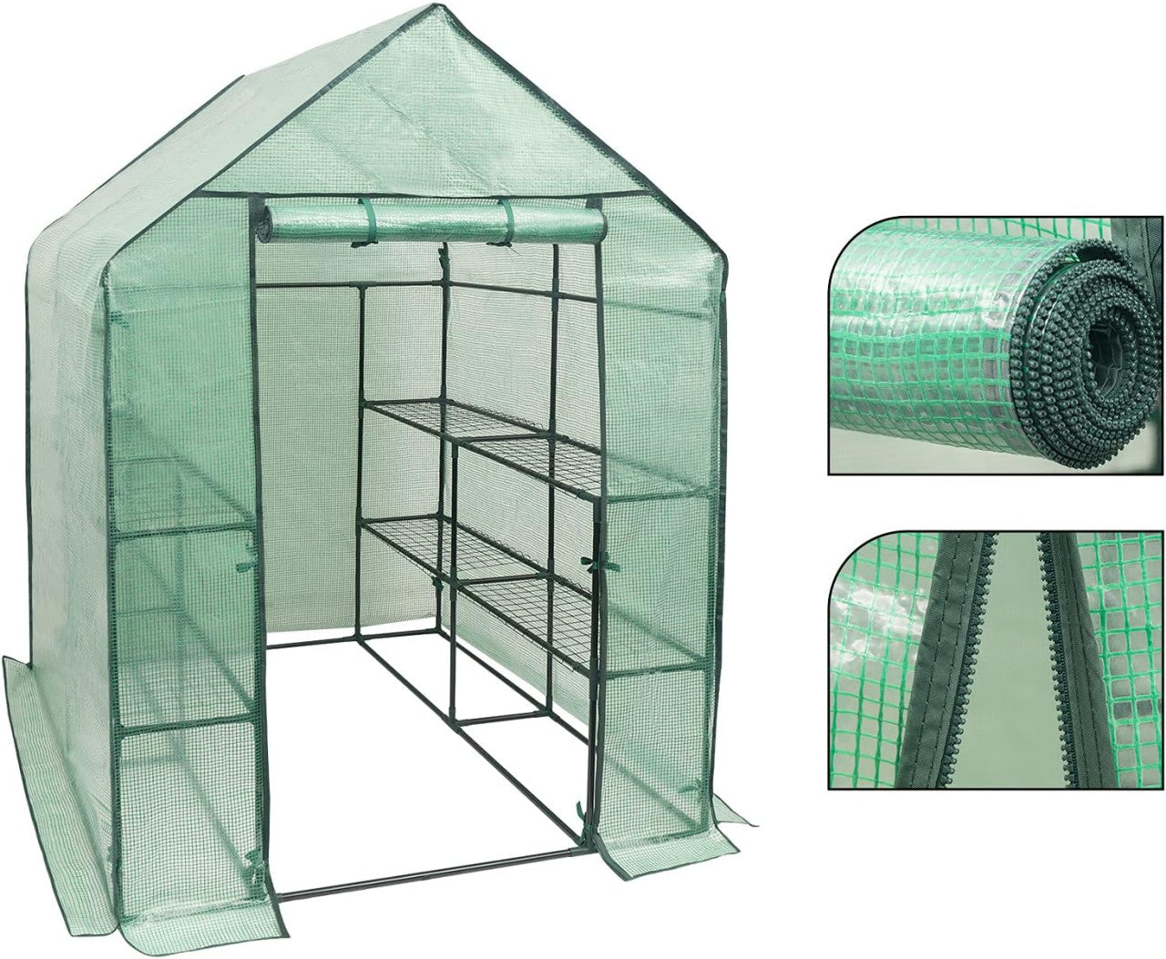 24goodz Greenhouse - Ideal Plant Protection - Durable PE Material - For Garden Lovers - 143x143x195 cm - White/Green - gn