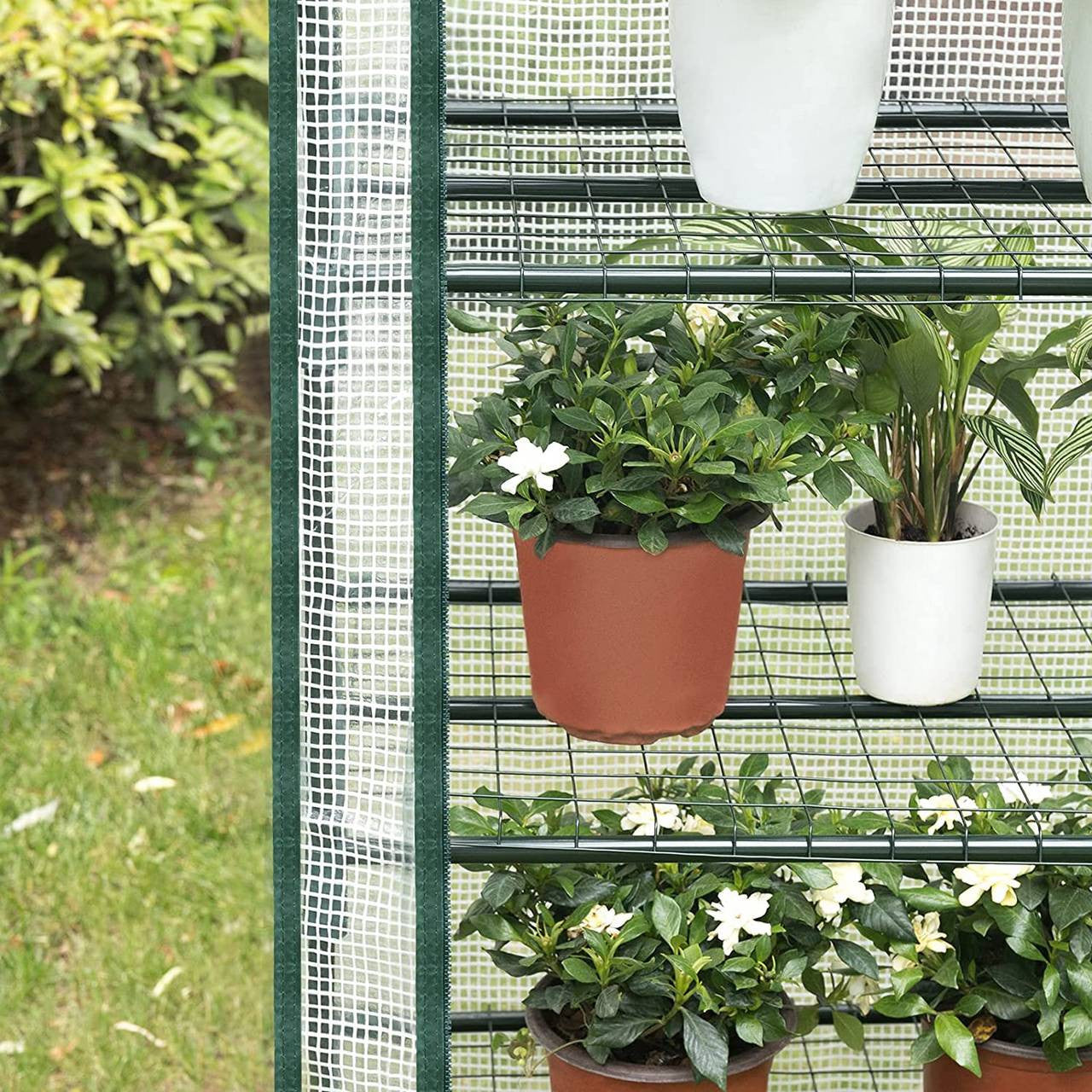24goodz Mini Greenhouse - Durable & Stable - PE Mesh - For Garden Enthusiasts - White/Green 69x49x158cm - ws