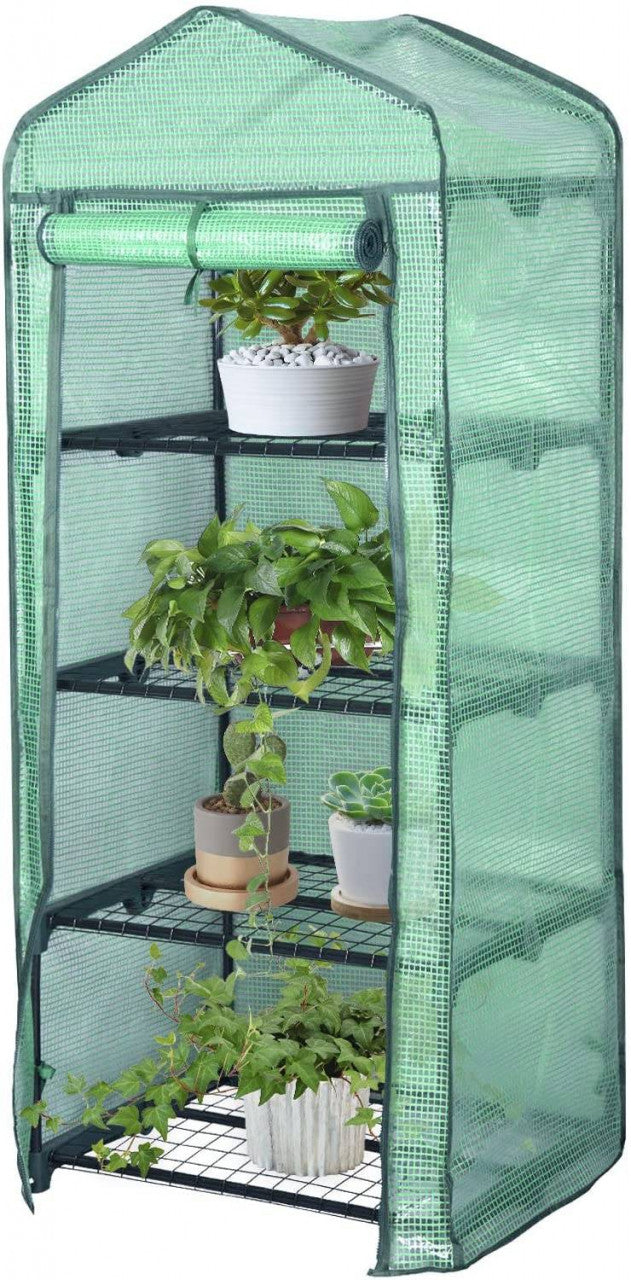 24goodz Mini Greenhouse - Durable and Stable - Waterproof PE Material - For Garden Enthusiasts - White/Green 69x49x158 cm - gn