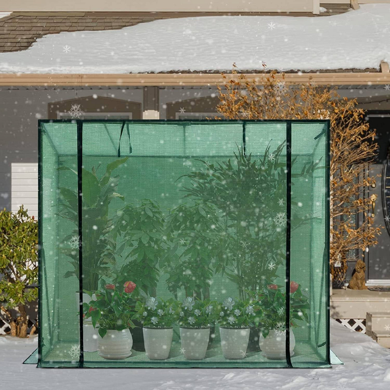 24goodz Greenhouse PE Semi-Transparent - Protects Plants from Weather - Easy Assembly - PE - For Garden Lovers - 200 x 77 x 146/169 cm - Green - gn