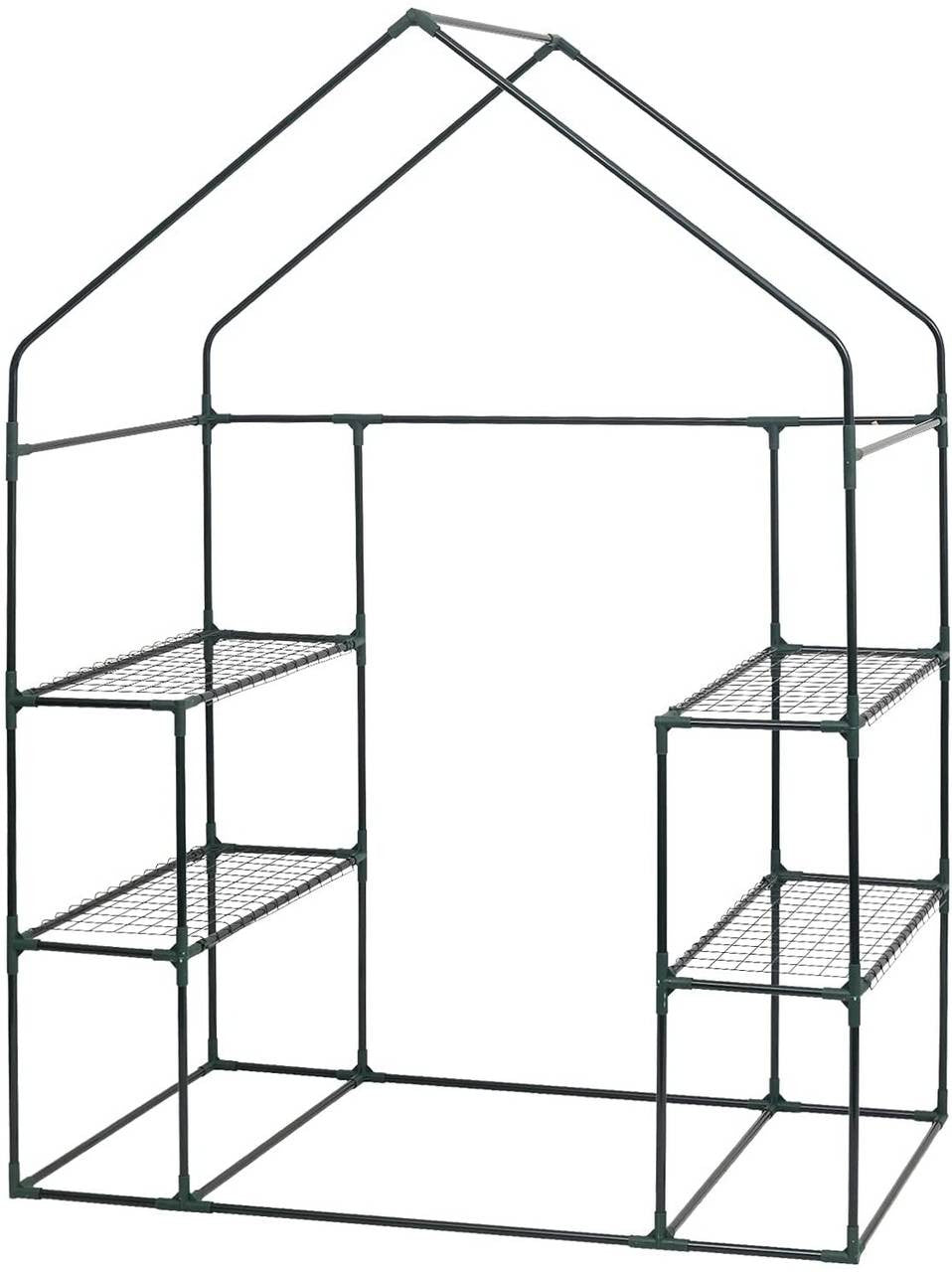 24goodz Greenhouse 143x73x195cm - Perfect for Plant Growth - Easy to Assemble - UV-Resistant PE Fabric - For Garden Enthusiasts - White/Green - gn