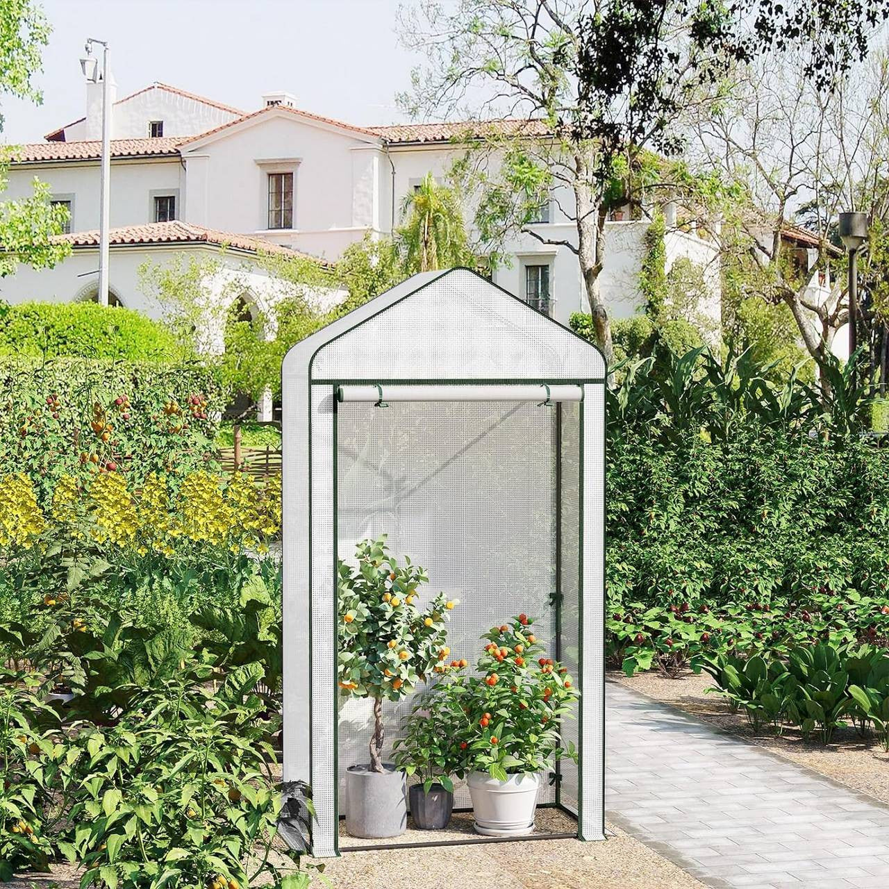 24goodz Greenhouse - Optimal Climate for Plants - Durable and Stable - Steel Frame - For Garden Enthusiasts - White