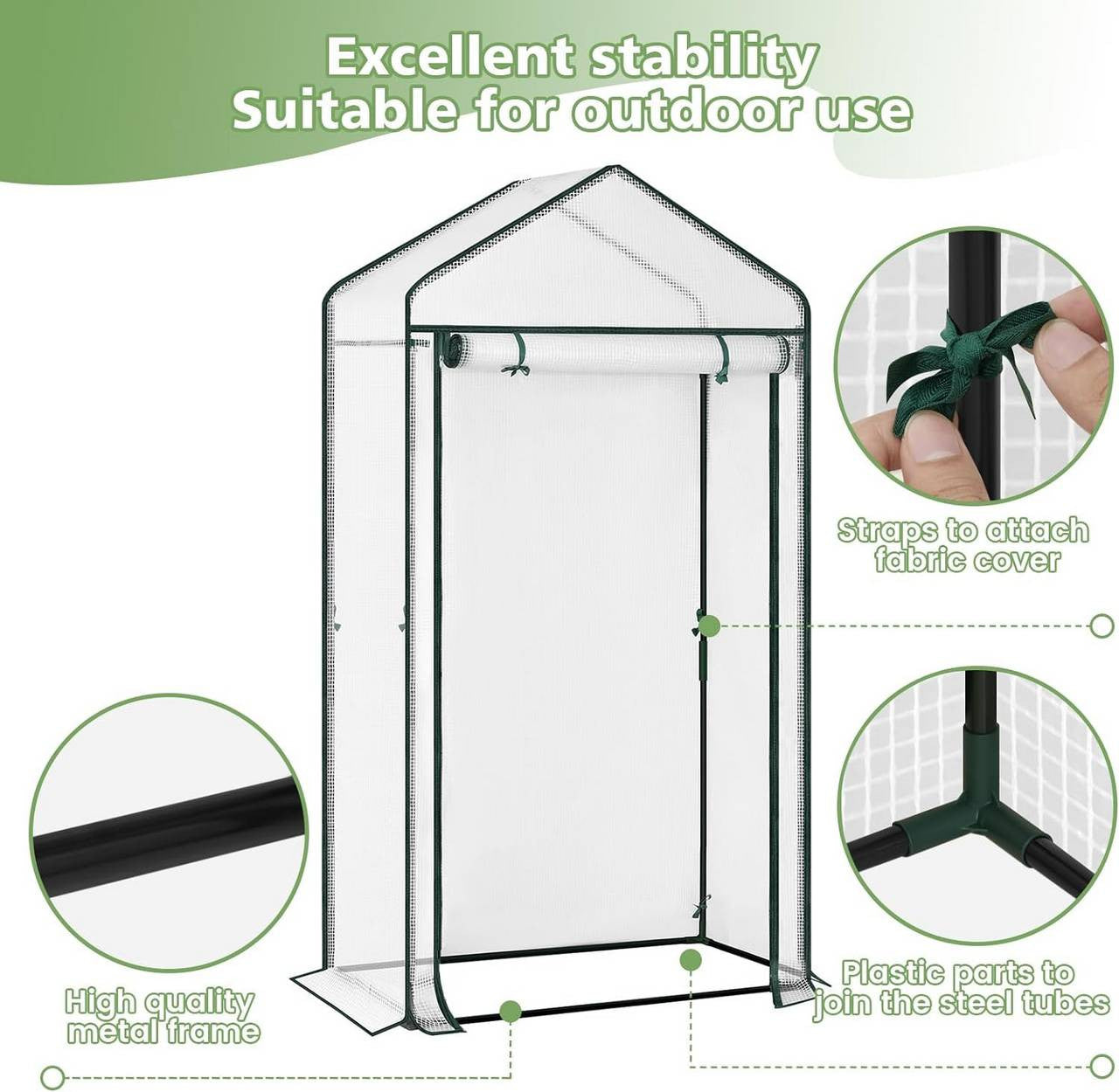 24goodz Greenhouse - Optimal Climate for Plants - Durable and Stable - Steel Frame - For Garden Enthusiasts - White