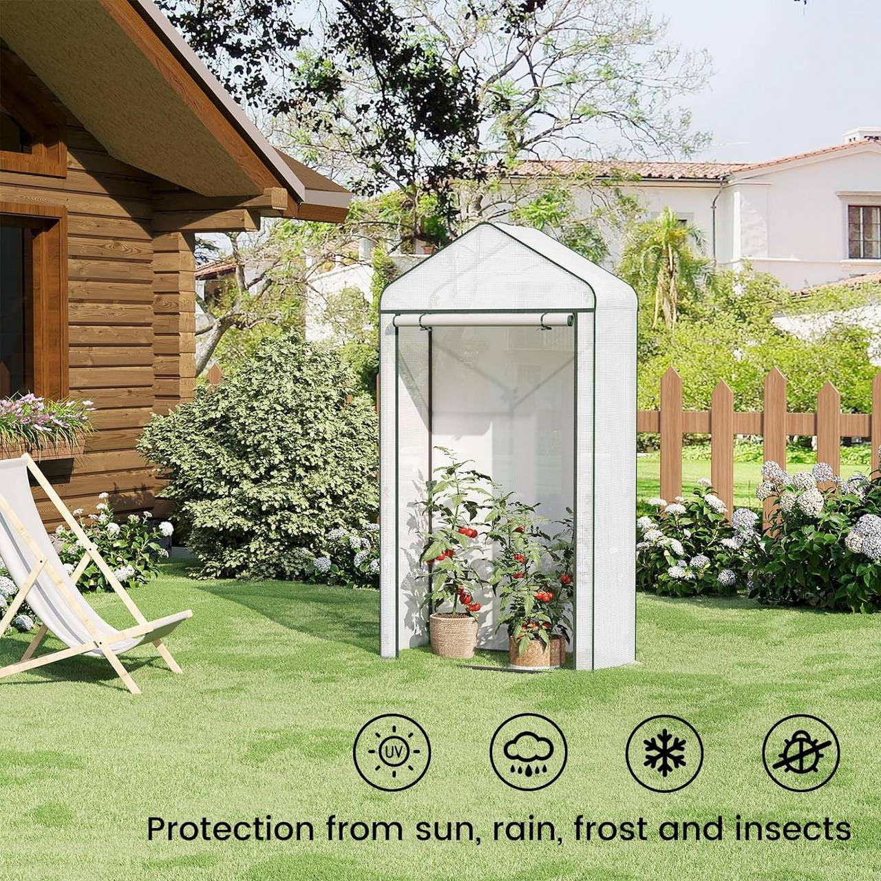 24goodz Greenhouse - Optimal Climate for Plants - Durable and Stable - Steel Frame - For Garden Enthusiasts - White