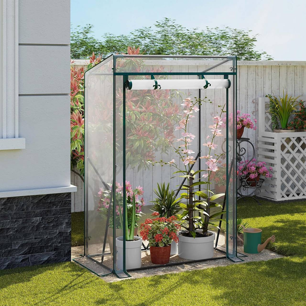 24goodz Transparent PVC Greenhouse - Perfect Growing Environment - Easy to Assemble - PVC - For Gardening Enthusiasts - 100x50x150/136 cm - tp