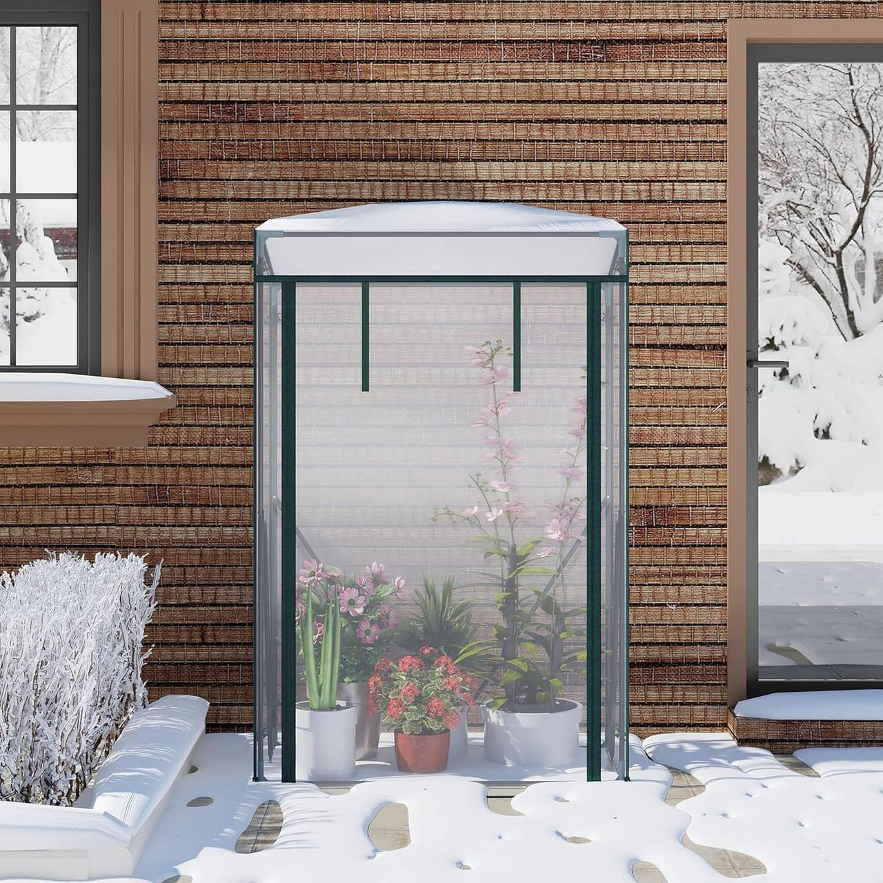 24goodz Transparent PVC Greenhouse - Perfect Growing Environment - Easy to Assemble - PVC - For Gardening Enthusiasts - 100x50x150/136 cm - tp