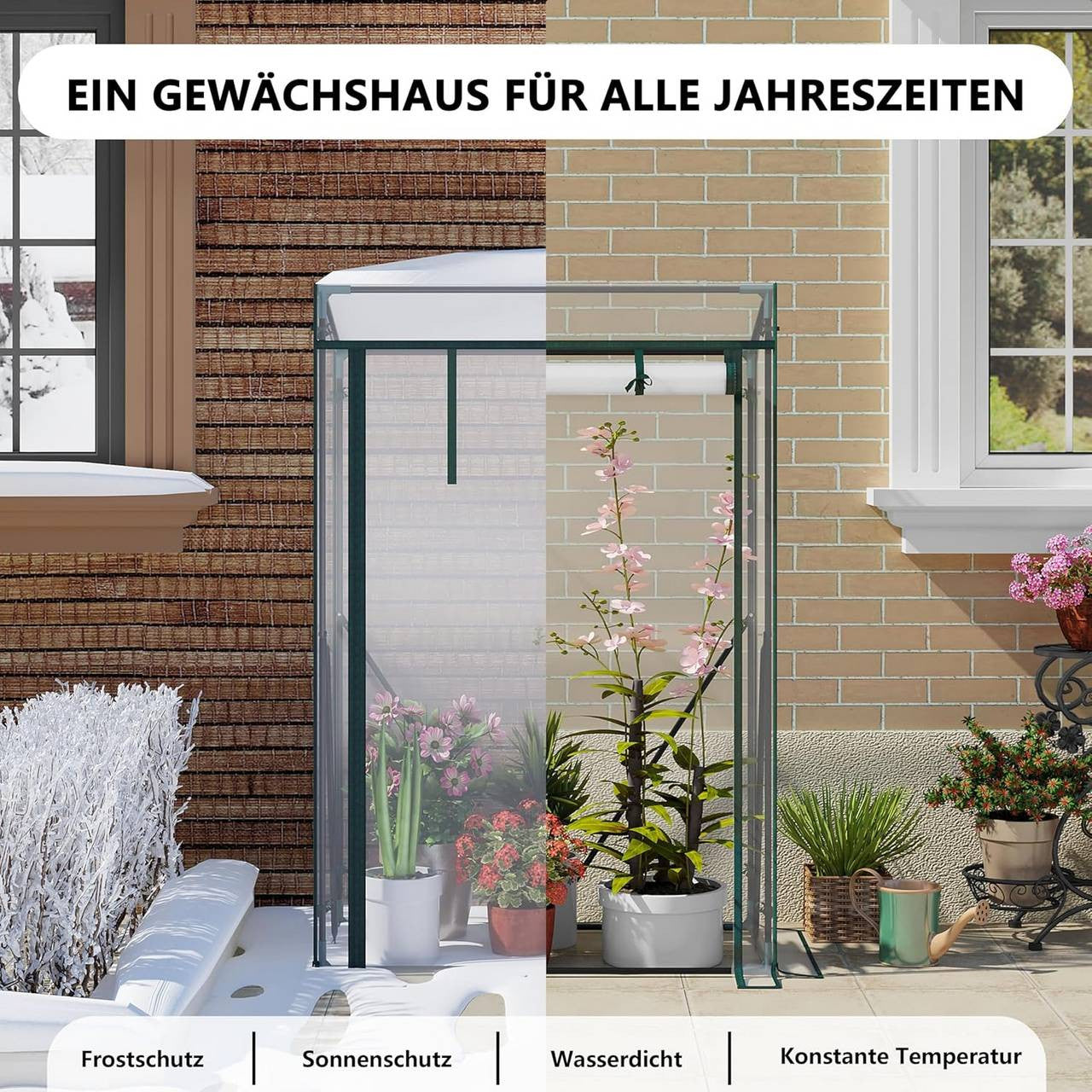 24goodz Transparent PVC Greenhouse - Perfect Growing Environment - Easy to Assemble - PVC - For Gardening Enthusiasts - 100x50x150/136 cm - tp