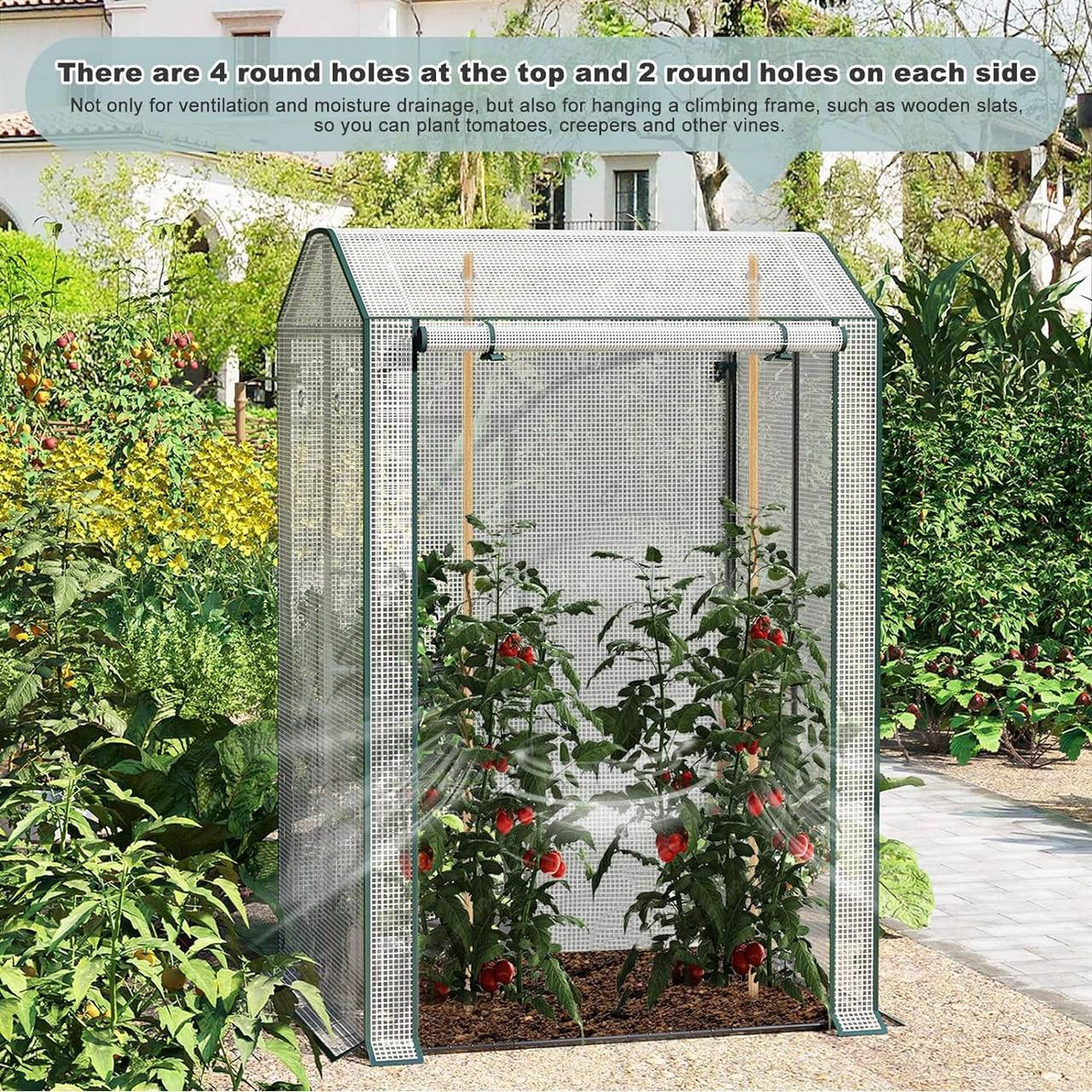 24goodz Mini Greenhouse with Ventilation Windows - Optimal Climate for Plants - Durable and Stable - Steel Frame - For Gardening Enthusiasts - White
