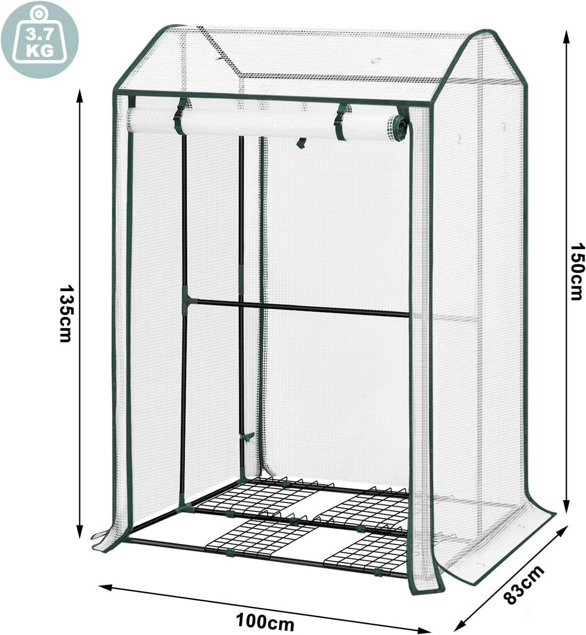 24goodz Mini Greenhouse with Ventilation Windows - Optimal Climate for Plants - Durable and Stable - Steel Frame - For Gardening Enthusiasts - White