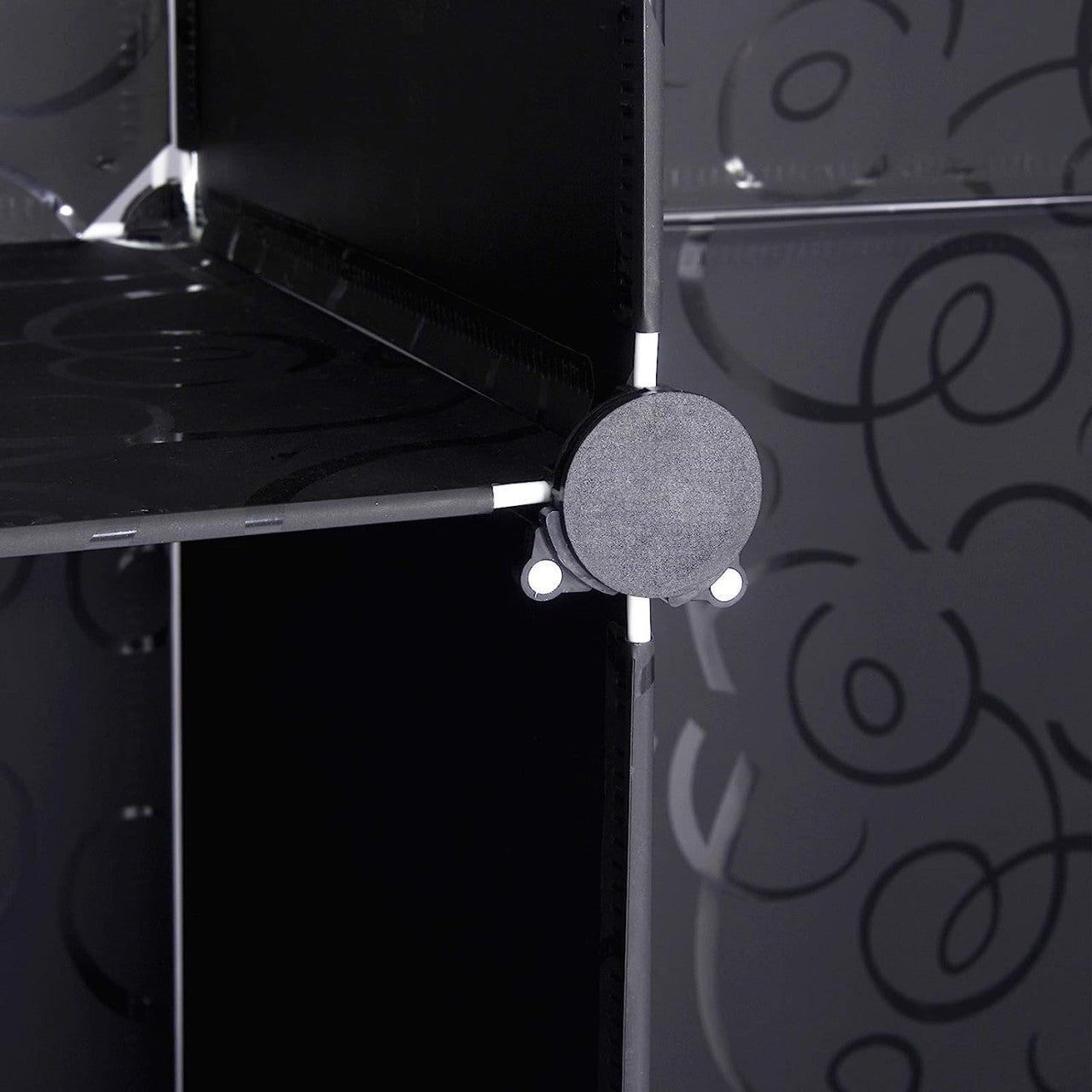 24goodz Modular Wardrobe - Ample Storage Space - Easy DIY Assembly - PP + Steel - Black - 111 x 111 x 35 cm - sz