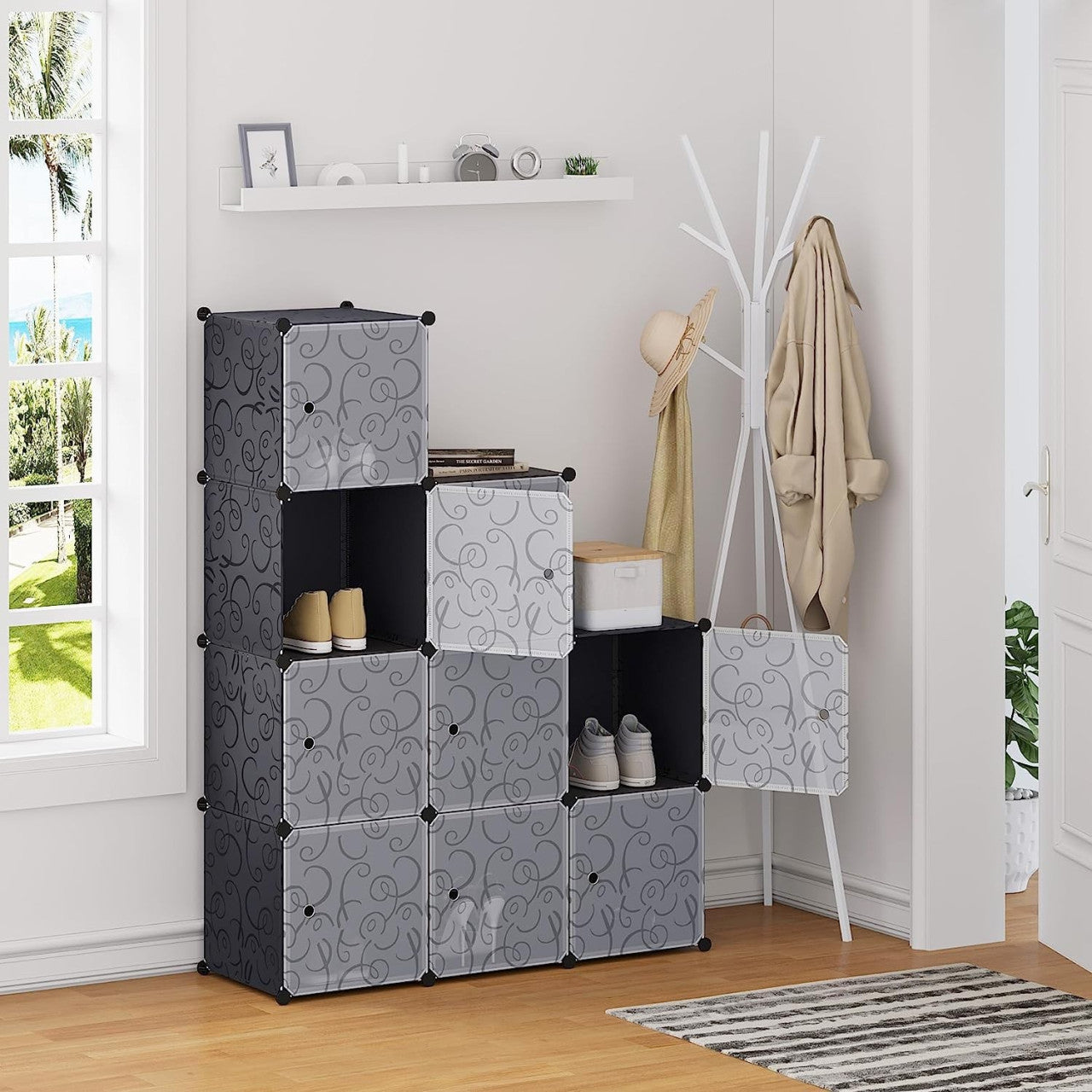 24goodz Modular Wardrobe - Ample Storage Space - Easy DIY Assembly - PP + Steel - Black - 111 x 111 x 35 cm - sz
