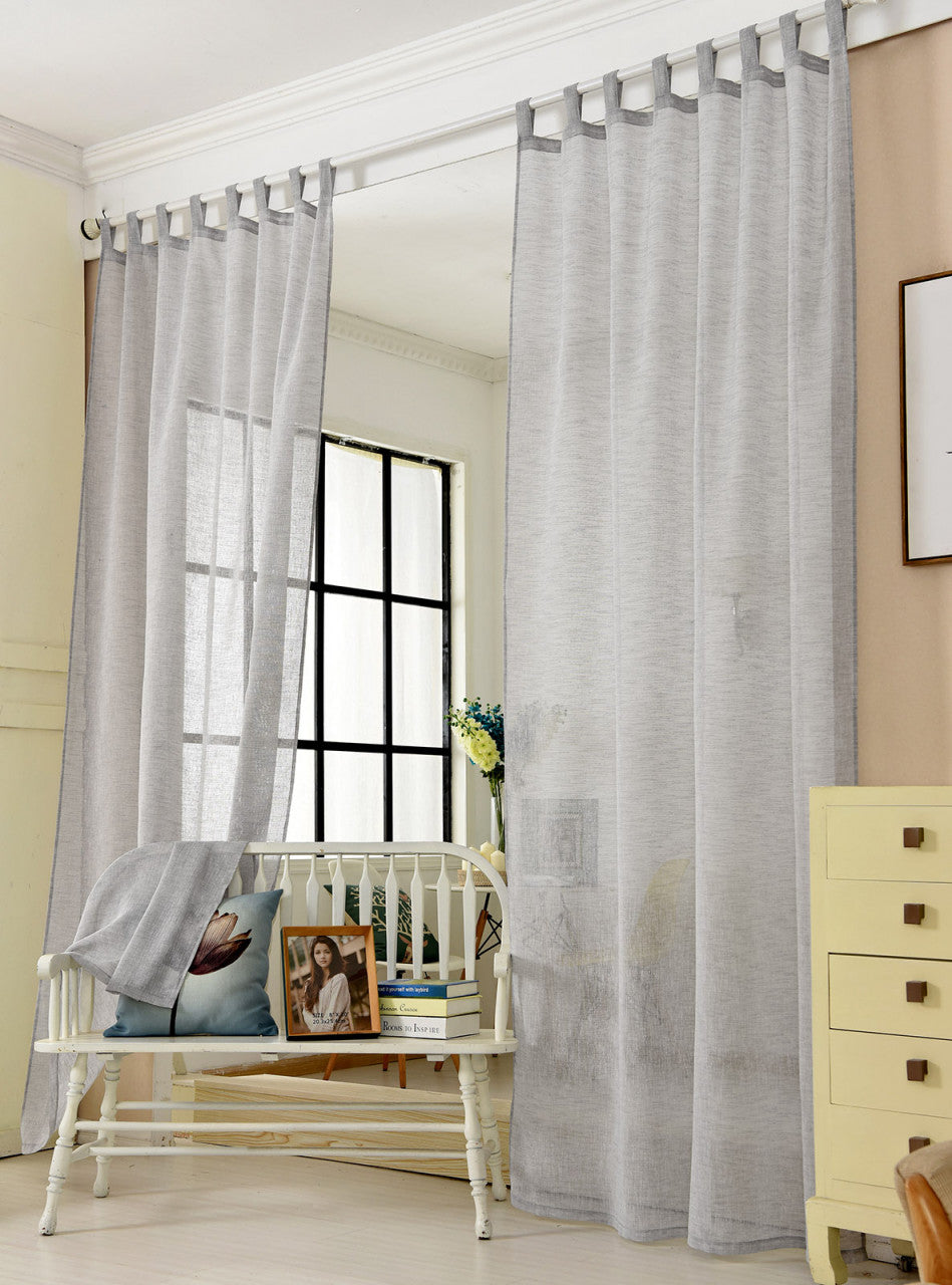 24goodz Sheer Curtain with Loops - Elegant Linen Look - 100% Polyester - For Home Decor - Light Grey 140x225 cm - hgr